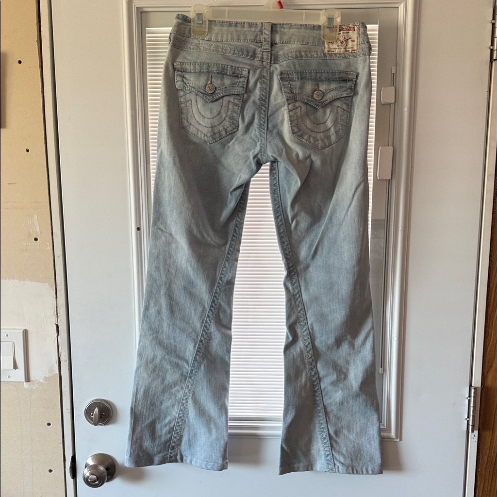 True Religion Light Blue Denim Jeans Joey Low Rise Flare Size 28